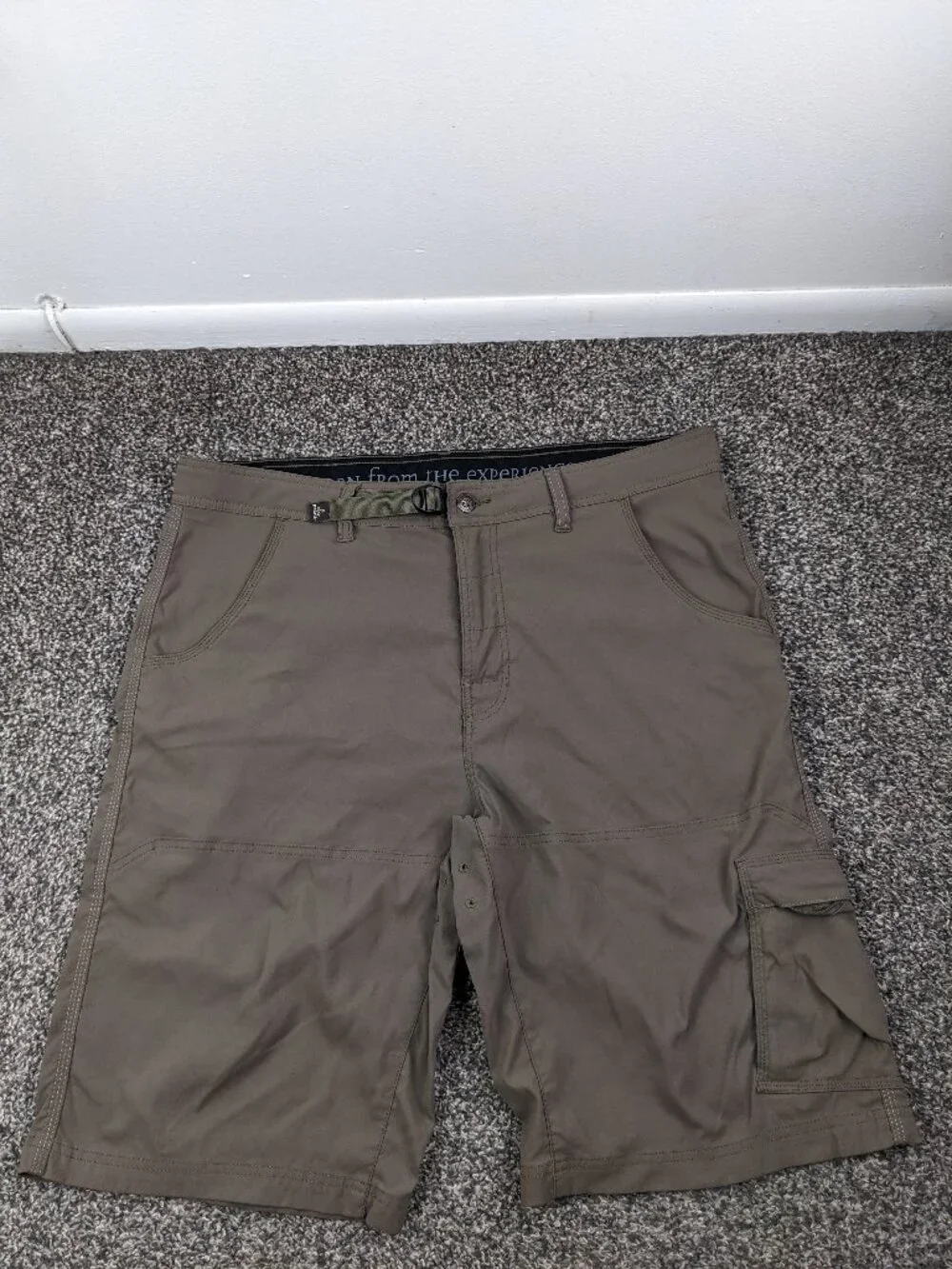 prAna Stretch Zion Shorts Men 38x12 Brown Tan Khaki Nylon Cargo Hiking M3STRE116